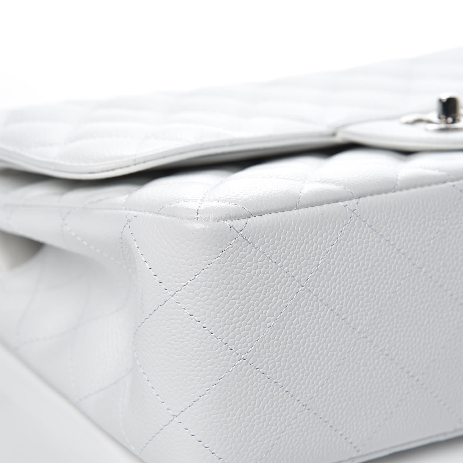 Chanel Caviar Quilted Jumbo Double Flap White 9 of 9
