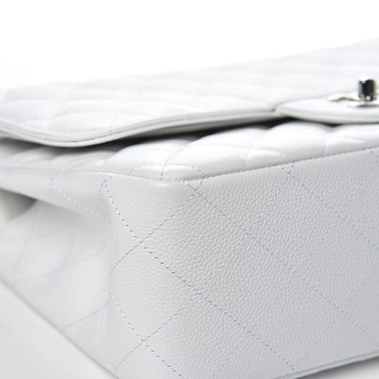 Chanel Caviar Quilted Jumbo Double Flap White 9 of 9