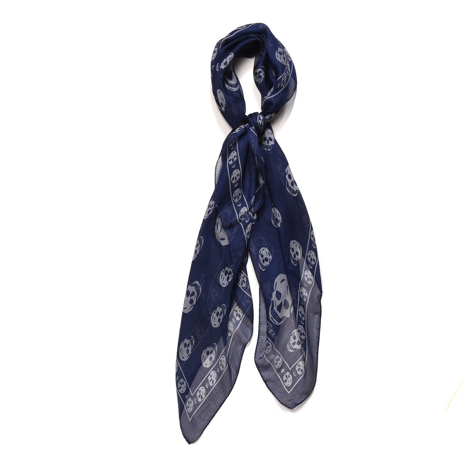 Alexander McQueen Modal Silk Skull Scarf Navy 1 of 5