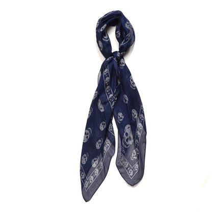Alexander McQueen Modal Silk Skull Scarf Navy 1 of 5