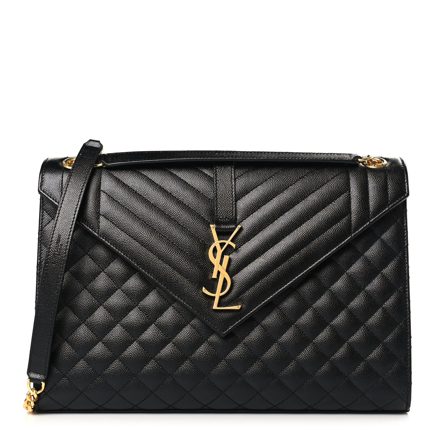 Grain De Poudre Textured Mixed Matelasse Large Triquilt Monogram Satchel Black