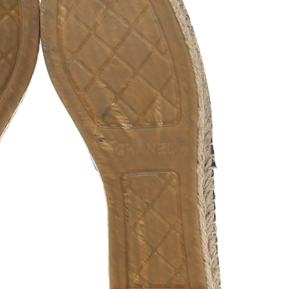 Chanel Canvas Striped Patent CC Espadrilles 41 Navy Black 6 of 12
