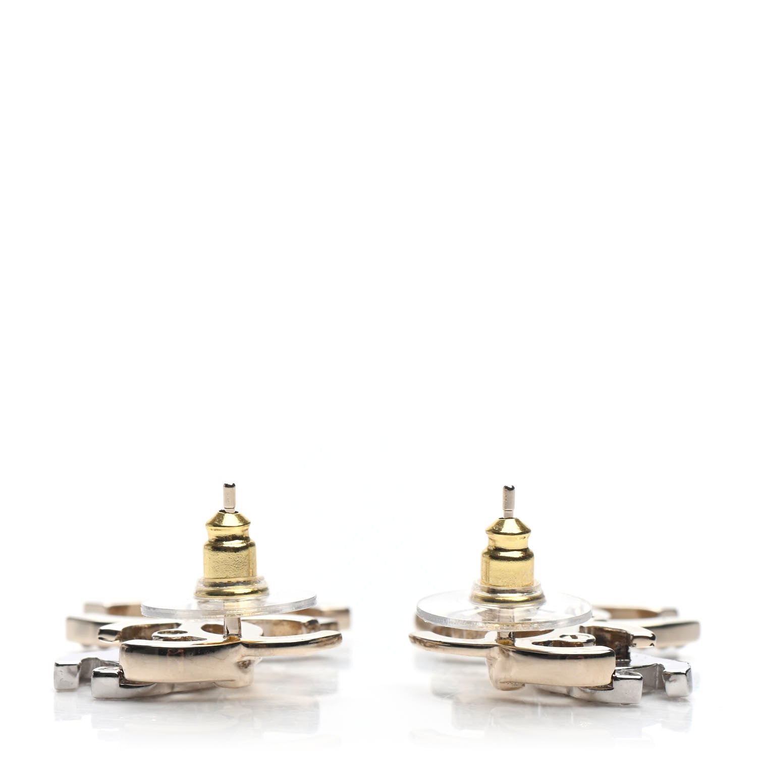 Chanel Crystal Pearl Double CC Drop Earrings Gold Silver 3 of 5