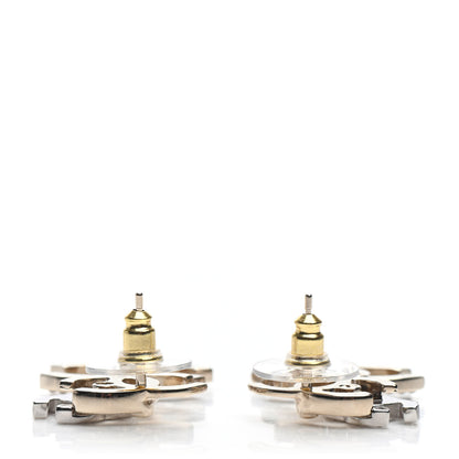 Chanel Crystal Pearl Double CC Drop Earrings Gold Silver 3 of 5