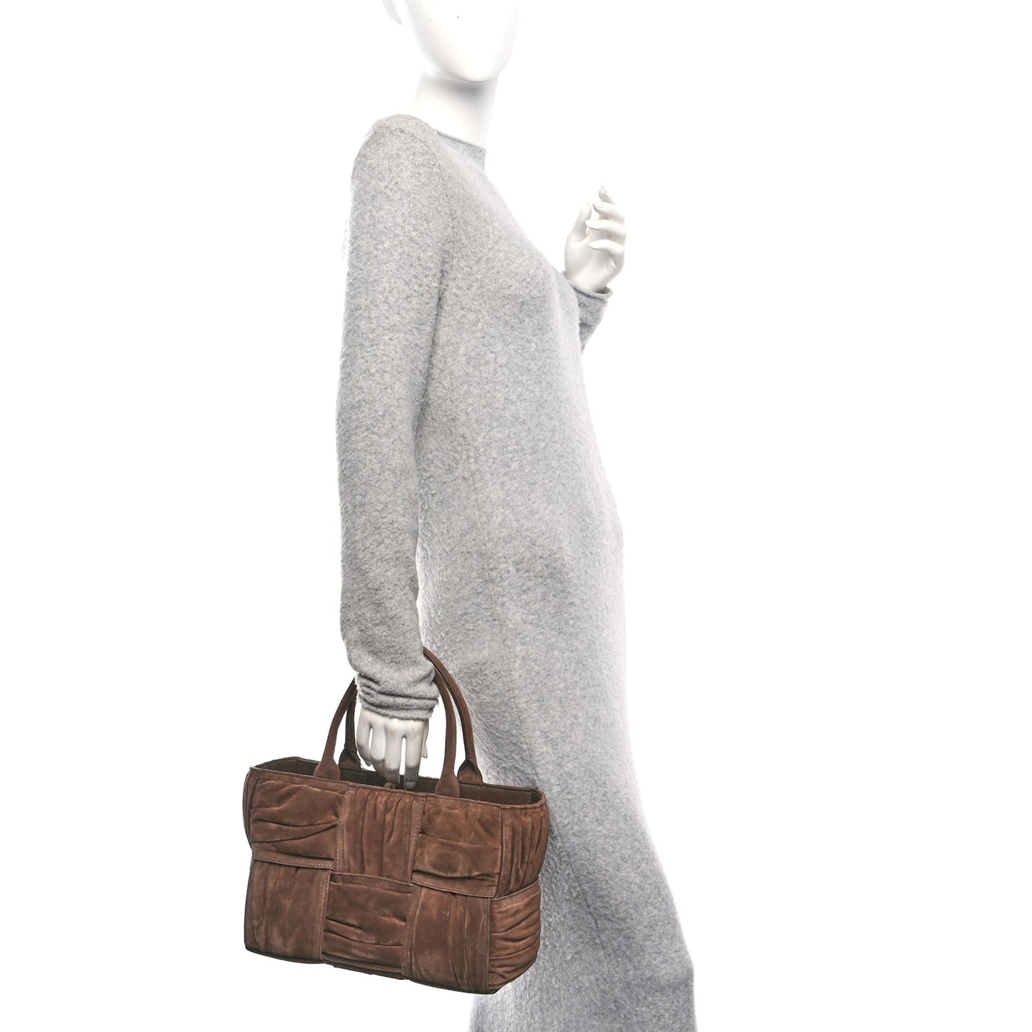 Suede Foulard Intrecciato Small Arco Tote Brownie