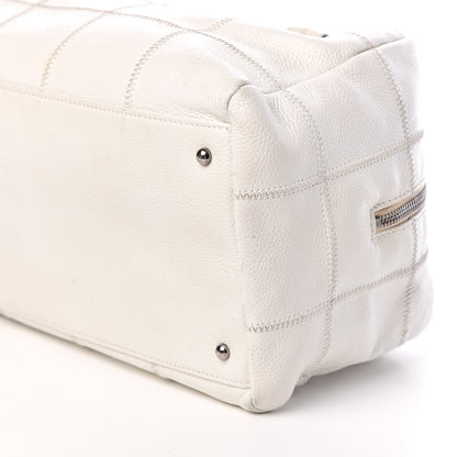Chanel Caviar Square Stitched Bowler White 6 of 11
