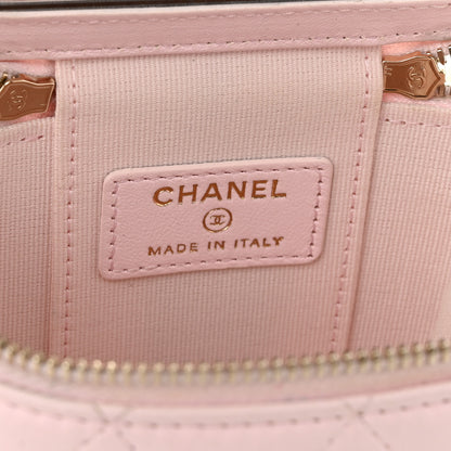 Chanel Lambskin Quilted Mini Vanity Case With Pearl Chain Light Pink 6 of 11
