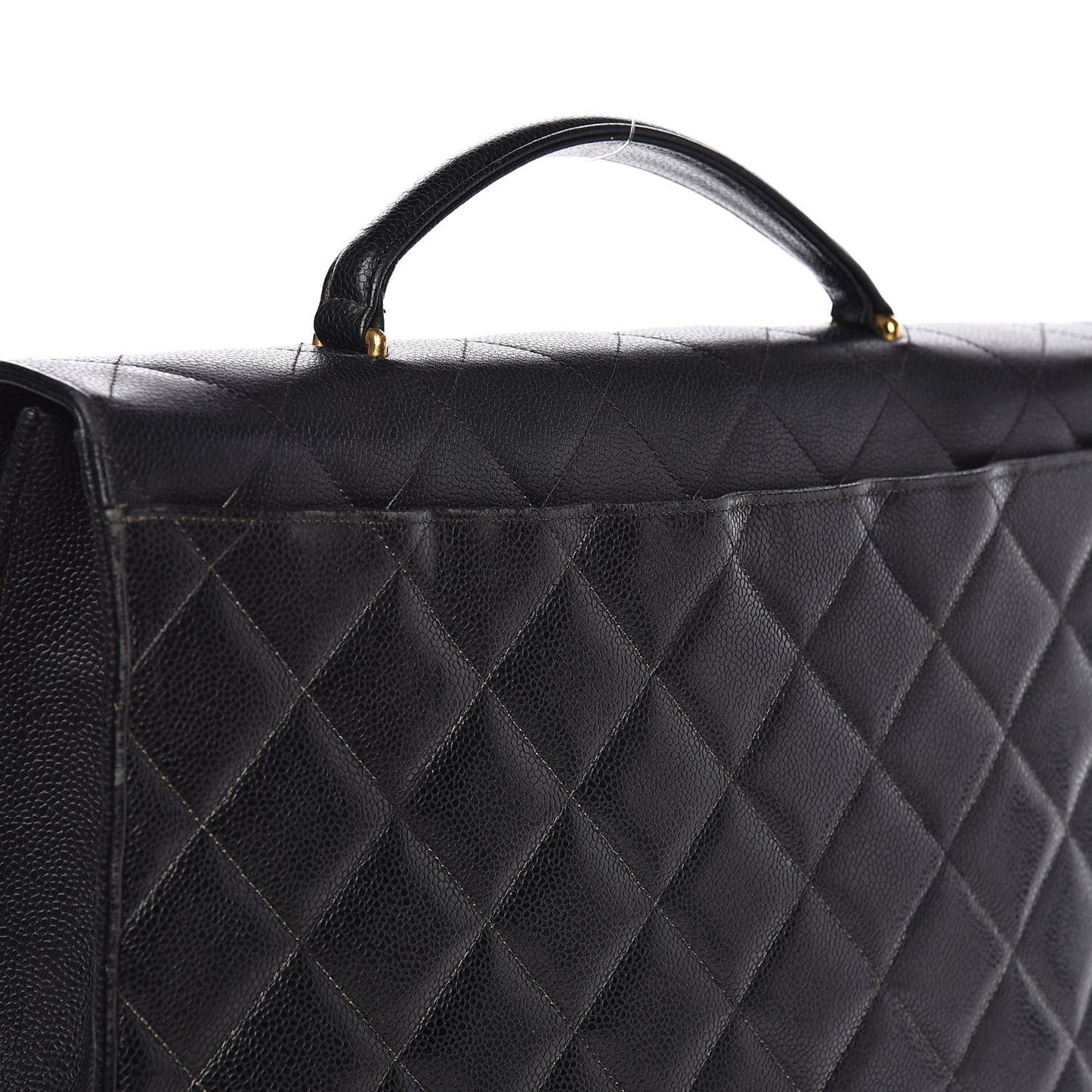Caviar Quilted Briefcase Laptop Bag Black