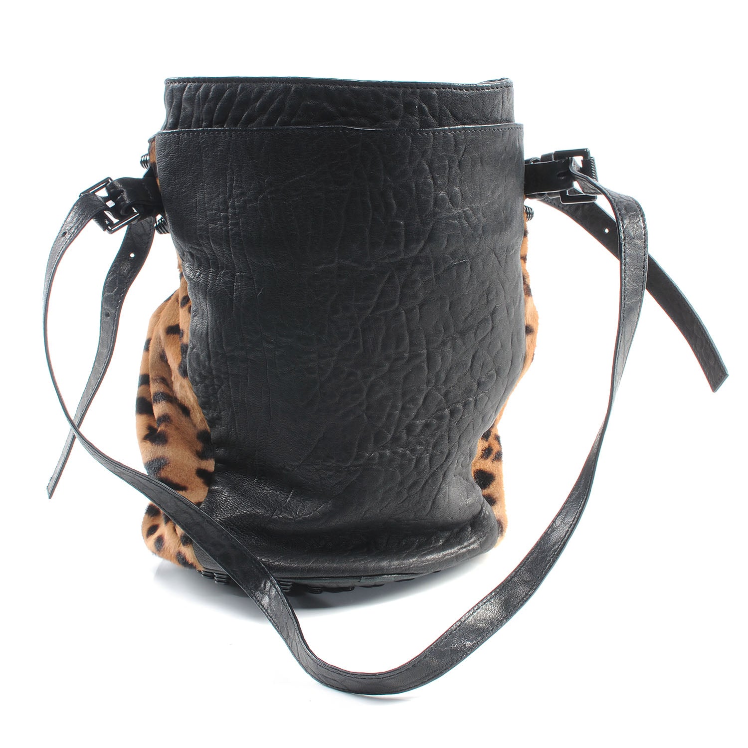 Alexander Wang Leather Pony Hair Leopard Diego Bag Black 3 of 6