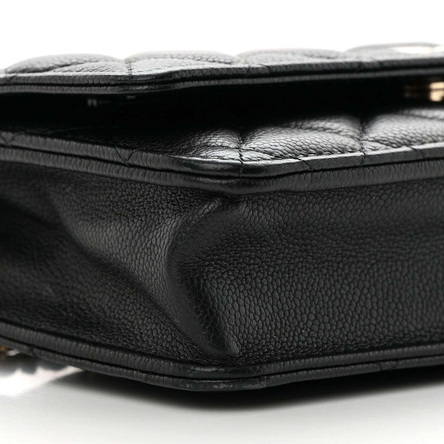 Caviar Quilted Tiny CC Wallet on Chain WOC Black