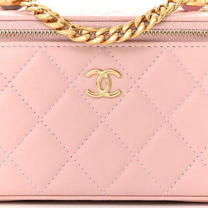 Chanel Lambskin Resin Quilted Vanity Case With Chain Pink 8 of 14