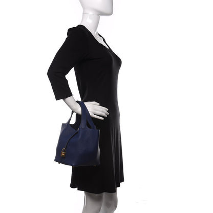 Hermes Taurillon Maurice Picotin Lock 18 PM Bleu Saphir 2 of 11