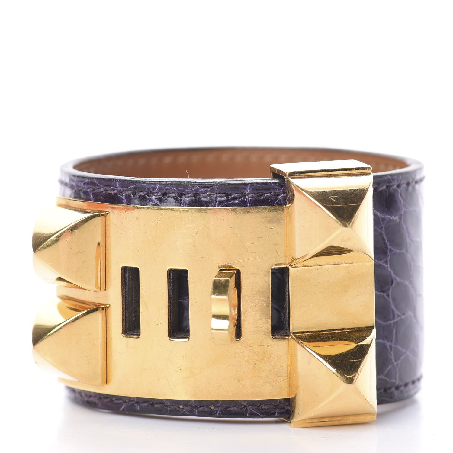 Hermes Shiny Alligator Collier De Chien CDC Bracelet S Amethyst 2 of 3
