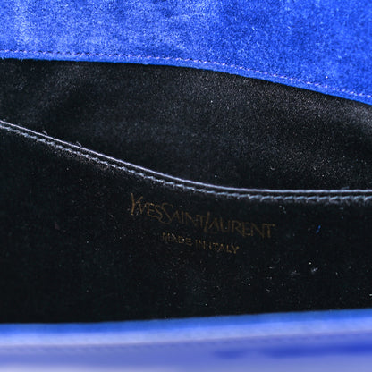 Saint Laurent Patent Calfskin Monogram Large Belle De Jour Clutch Royal Blue 6 of 8