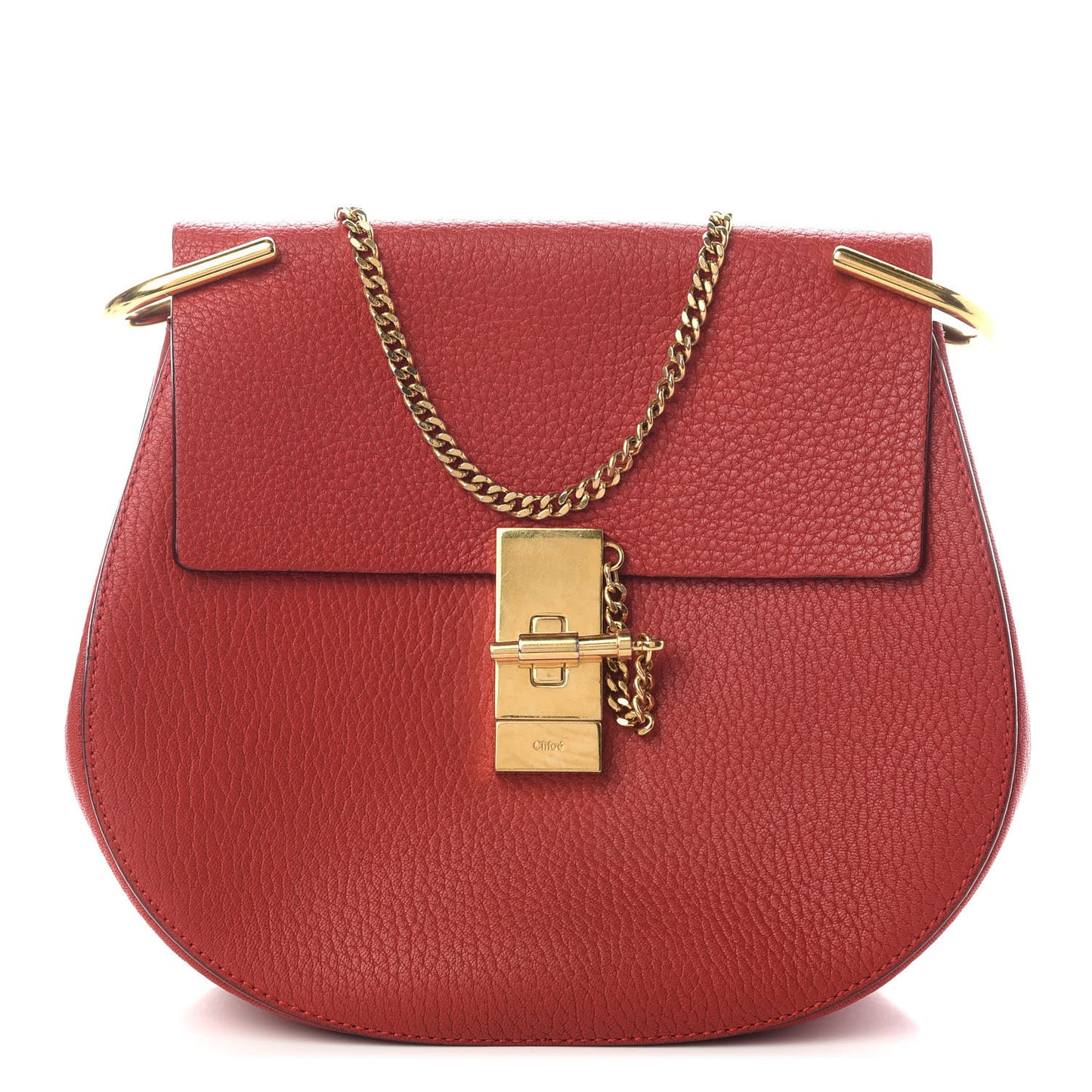 Grained Lambskin Drew Shoulder Bag Plaid Red