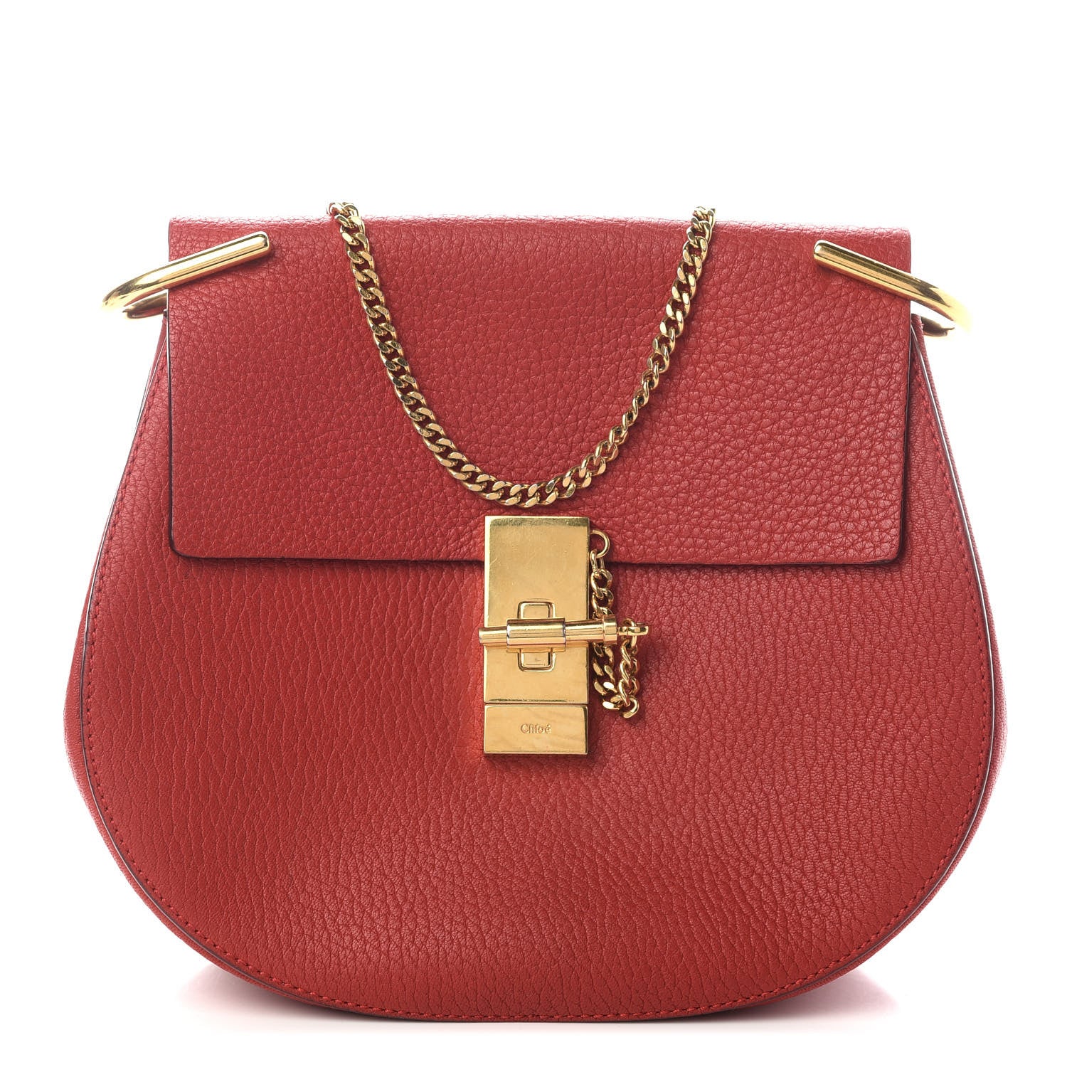 Chloe Grained Lambskin Drew Shoulder Bag Plaid Red 1 of 8