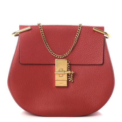 Chloe Grained Lambskin Drew Shoulder Bag Plaid Red 1 of 8
