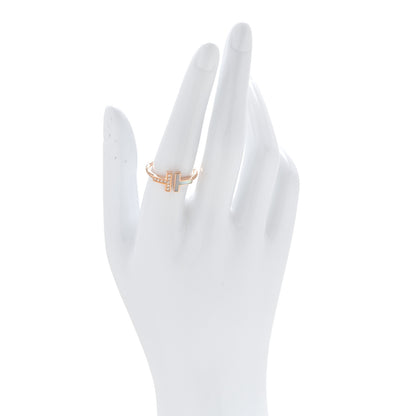 Tiffany 18K Rose Gold Diamond Mother of Pearl T Wire Ring 56 7.5 2 of 4
