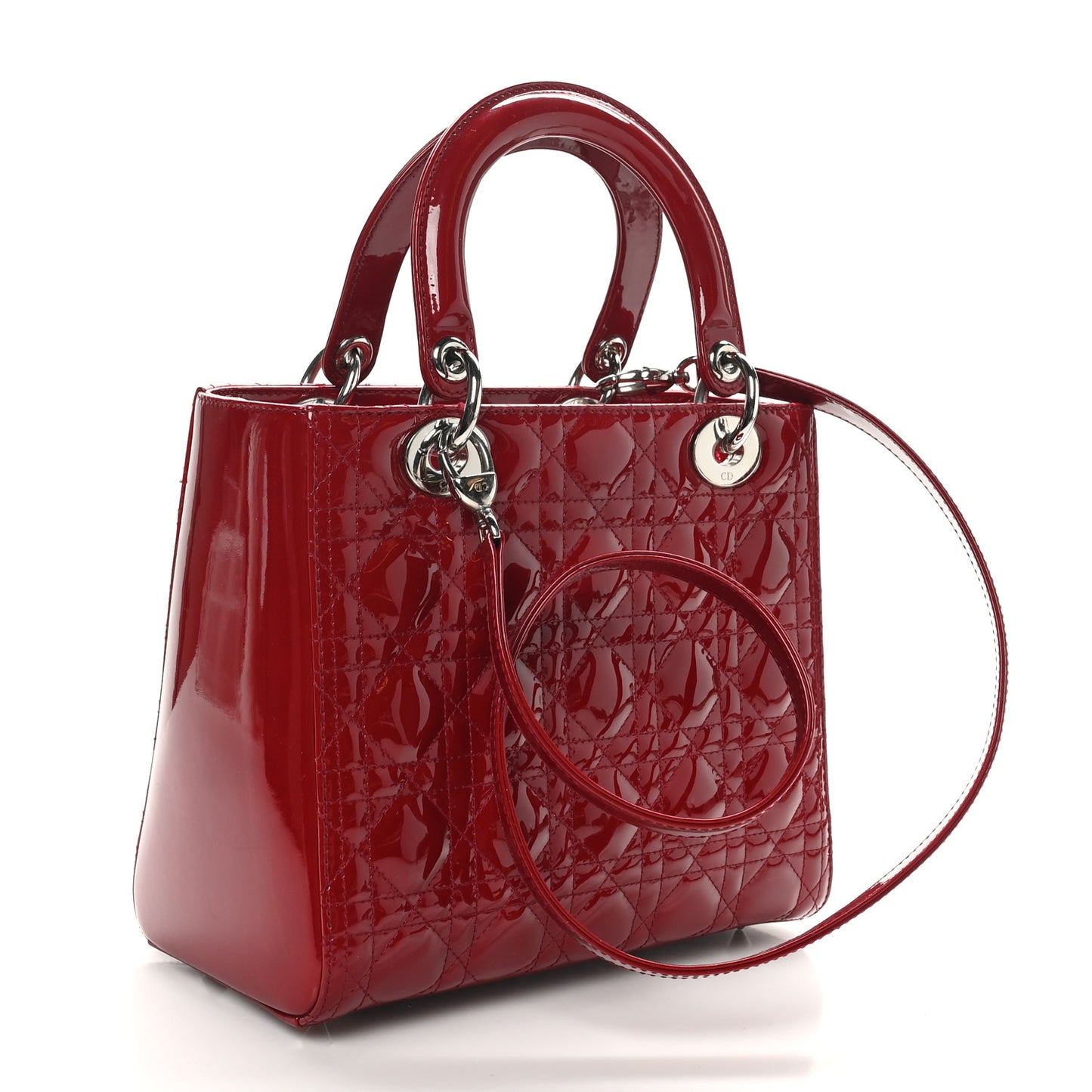Patent Cannage Medium Lady Dior Red