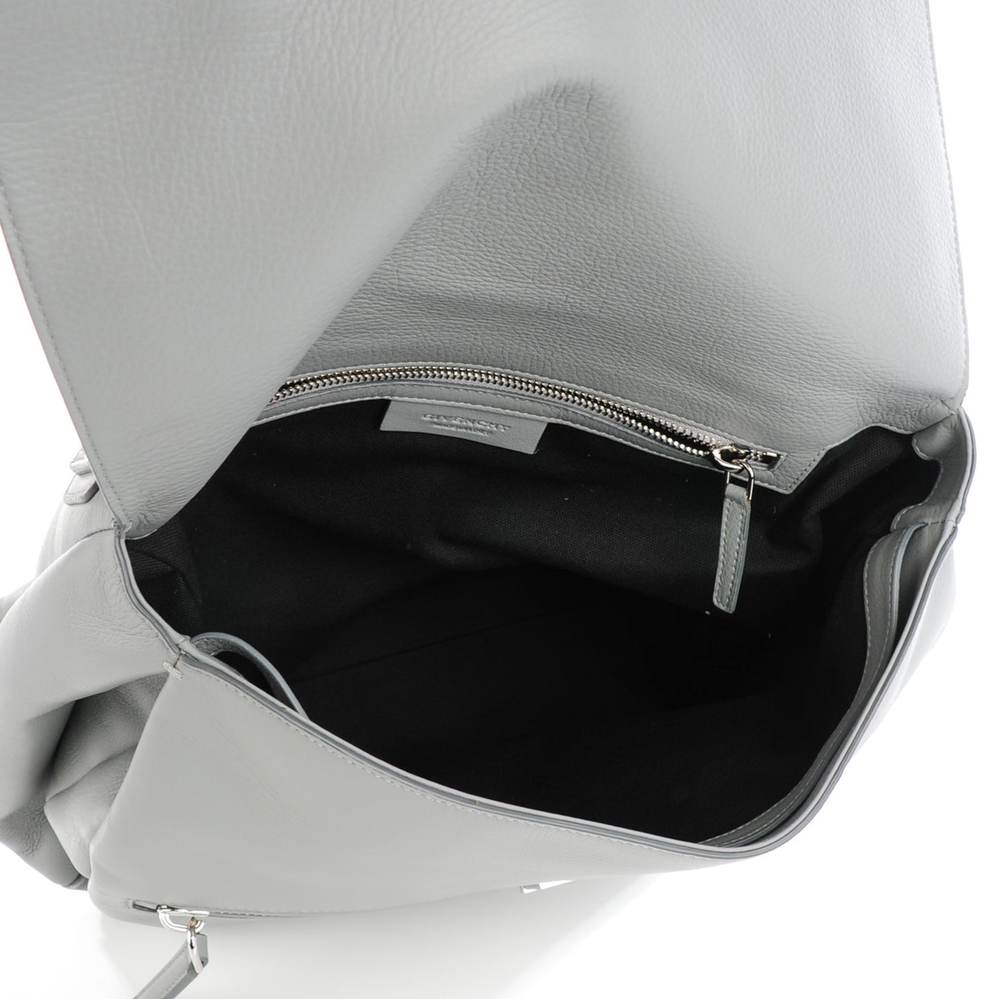 Grained Calfskin Medium Pandora Pure Flap Bag Pearl Grey
