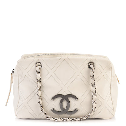 Chanel Calfskin Small Diamond Stitch Tote White 1 of 8