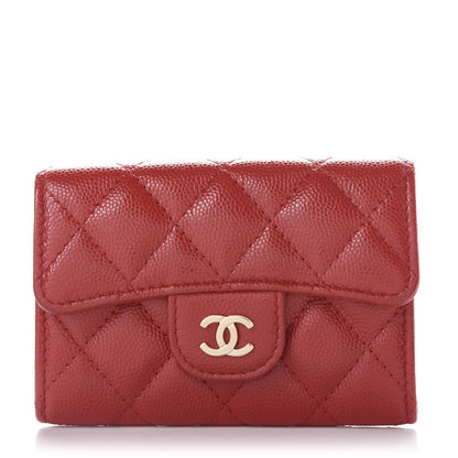 Chanel Caviar Quilted Flap Card Holder Wallet Red 1 of 10