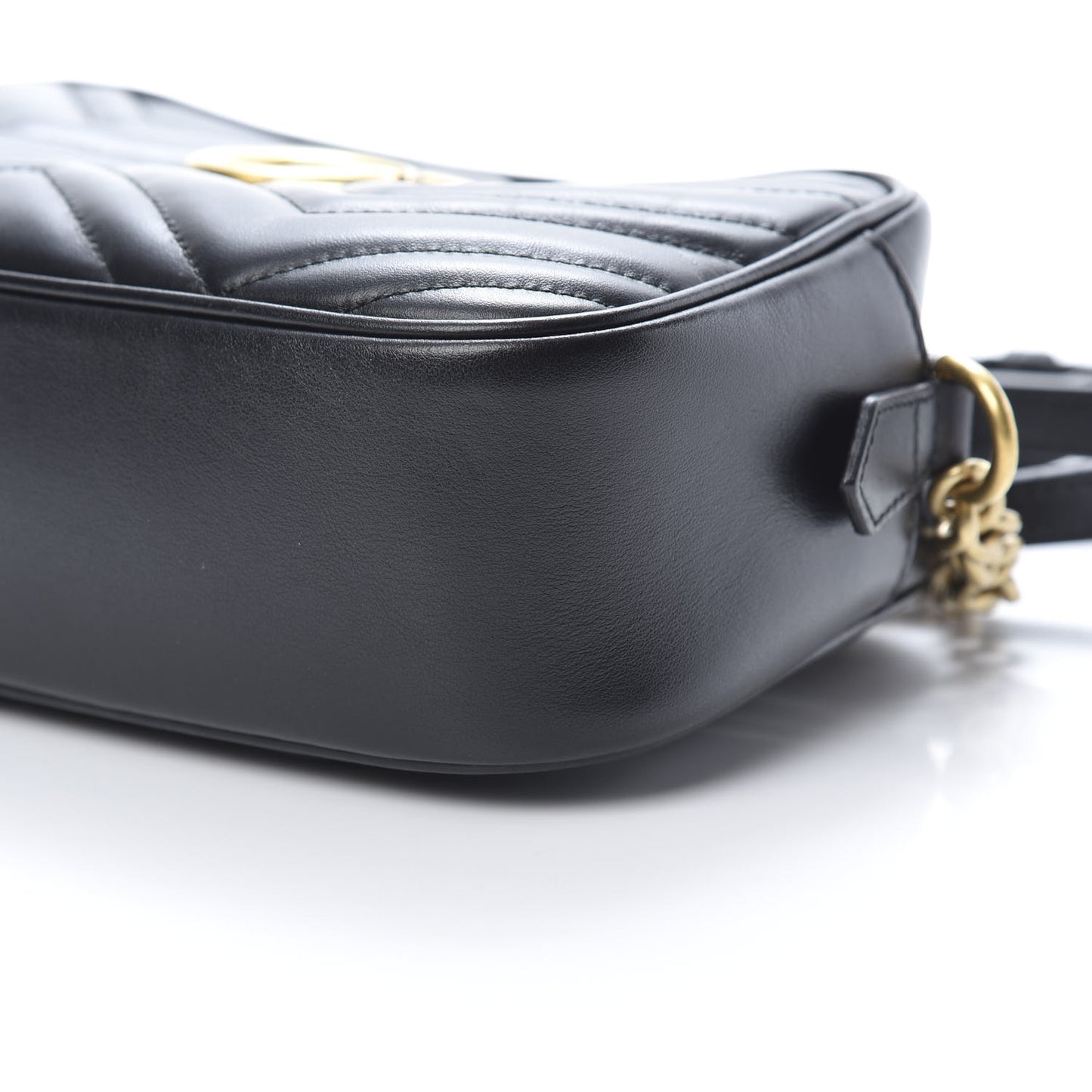 Calfskin Matelasse Small GG Marmont Chain Shoulder Bag Black