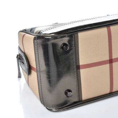 Burberry Supernova Check Patent Bowling Bag Pewter 9 of 17