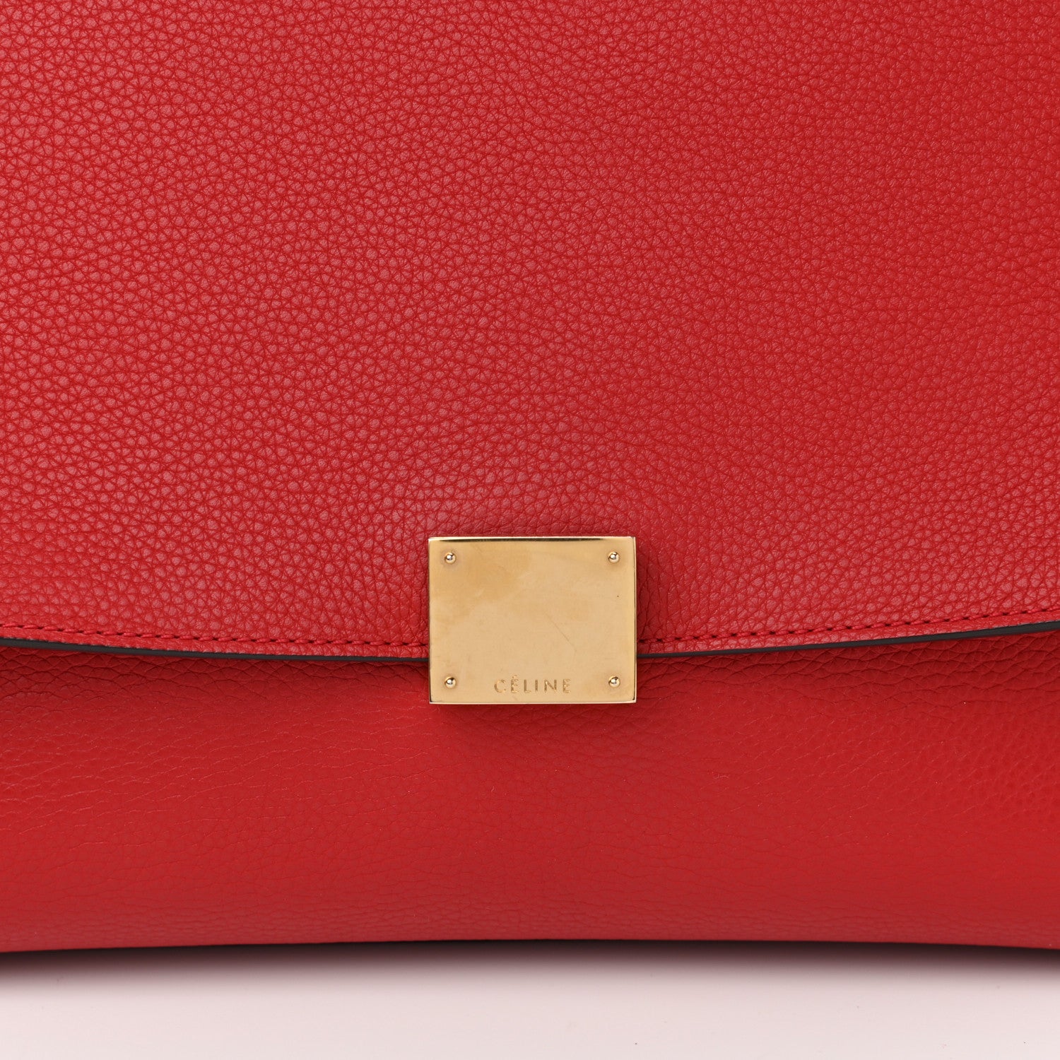 Celine Drummed Calfskin Suede Large Trapeze Coquelicot 6 of 14