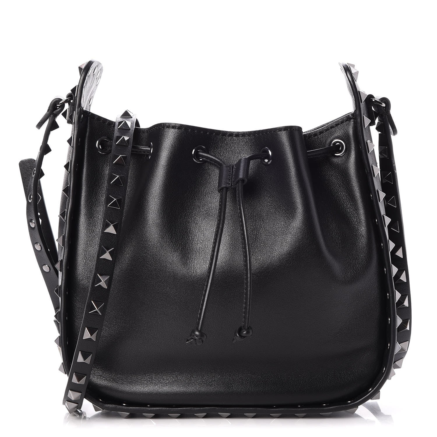 Valentino Garavani Vitello Rockstud Bucket Bag Black 1 of 8