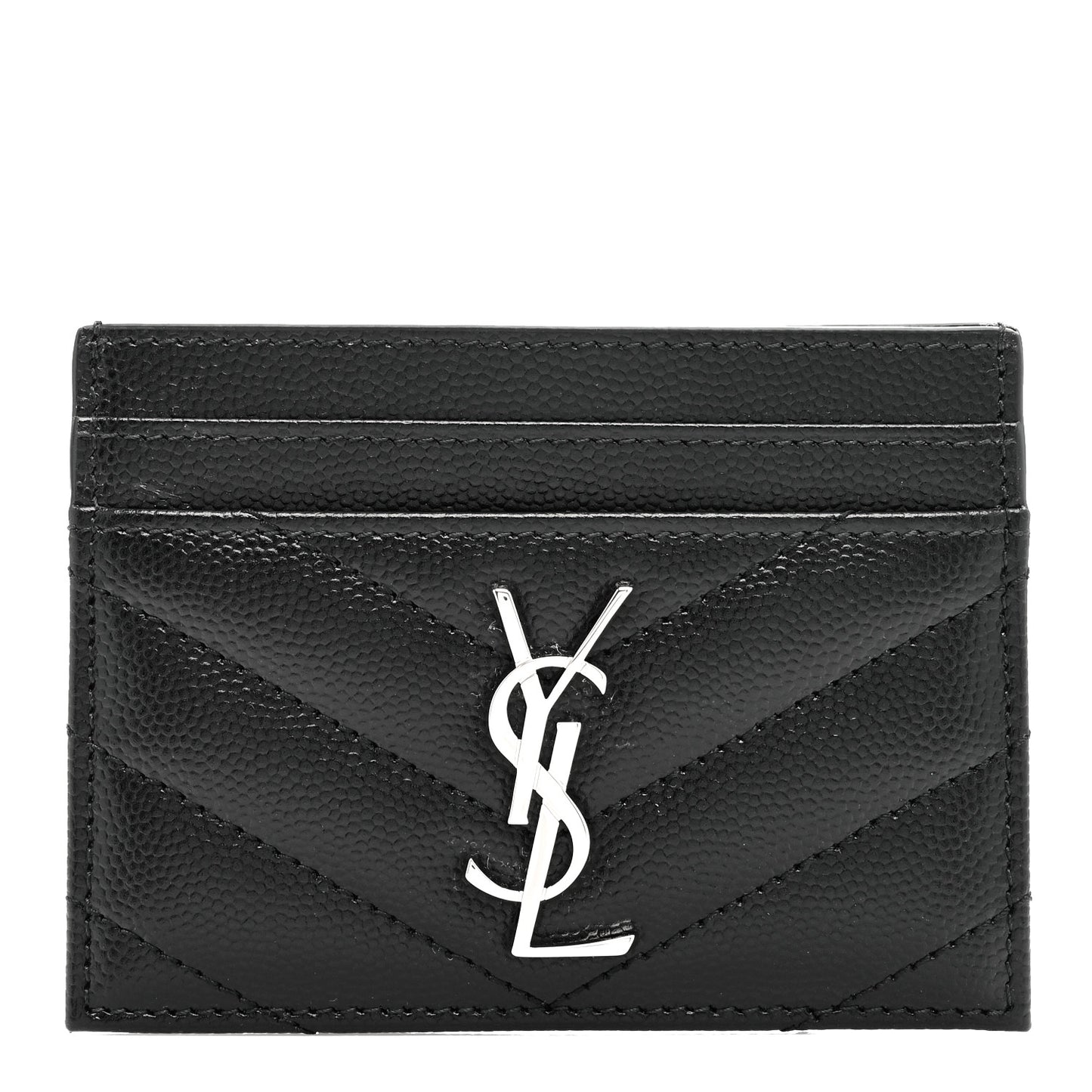 Grain De Poudre Matelasse Chevron Monogram Credit Card Case Black