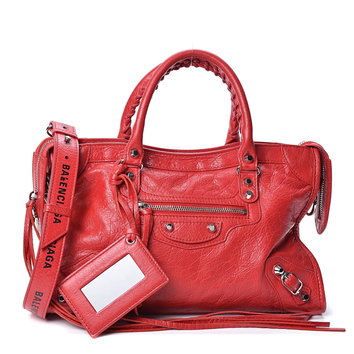 Balenciaga Agneau Arena Classic Silver Hardware S City Logo Strap Rouge Cardinal Black 1 of 9