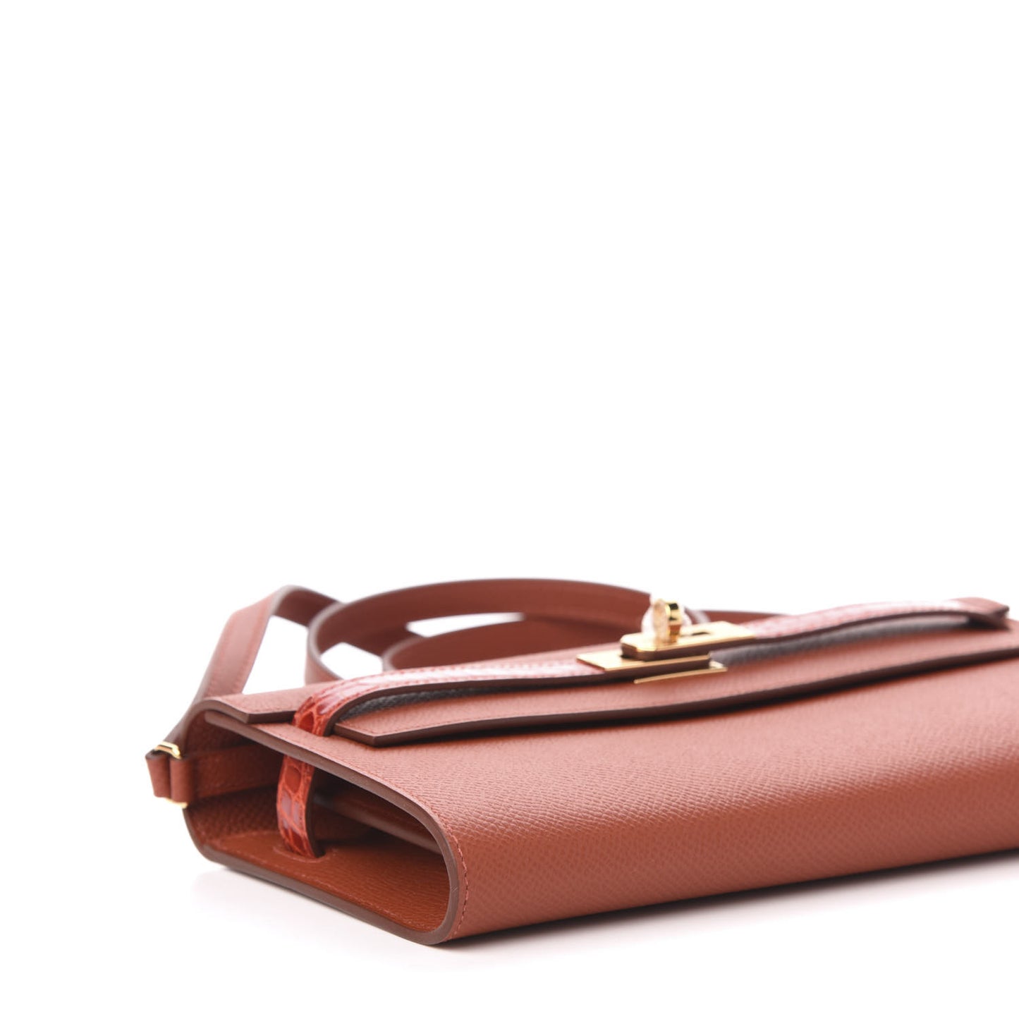 Epsom Shiny Alligator Touch Kelly Wallet To Go Brique Sanguine