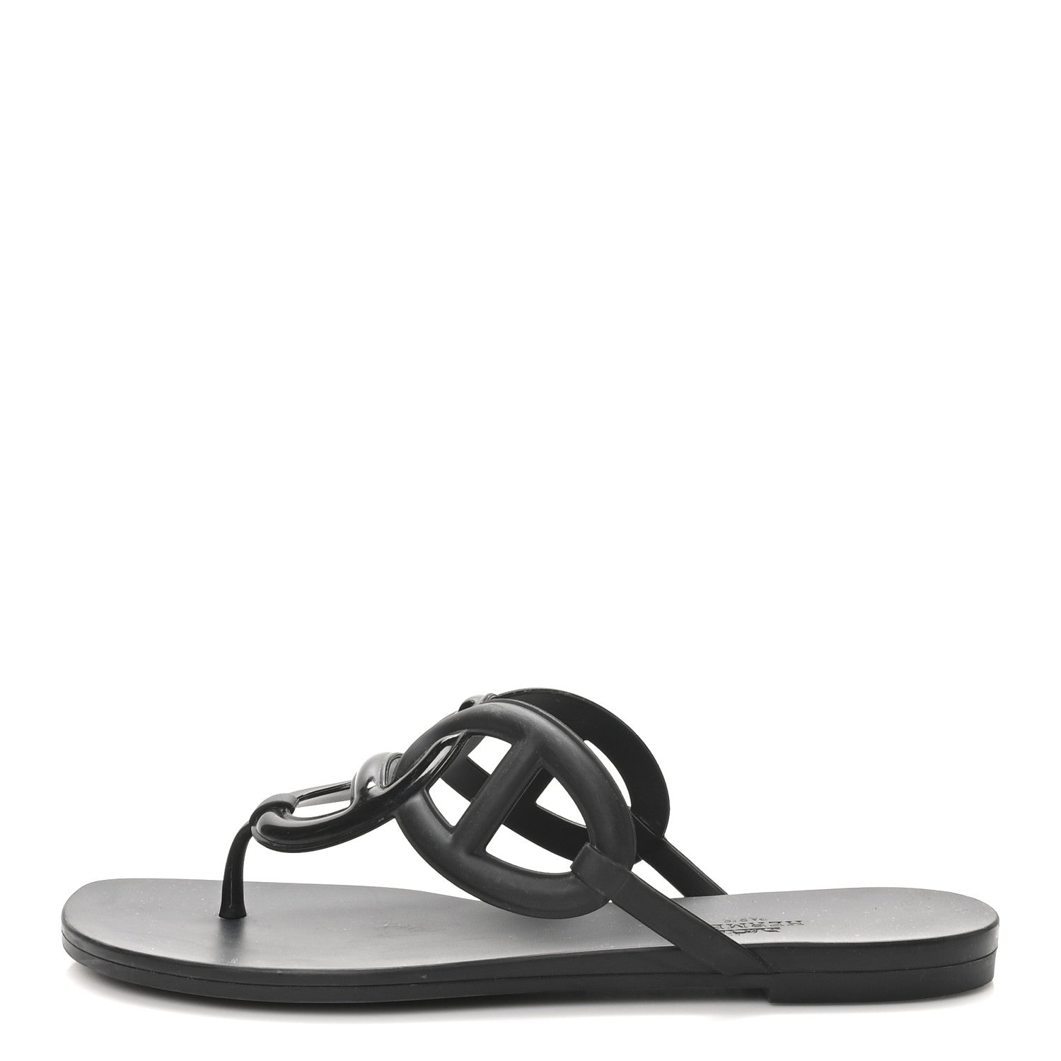 Hermes Rubber Womens Egerie Sandals 40 Black 1 of 10