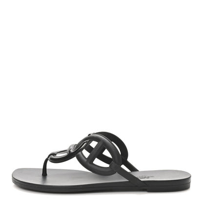 Hermes Rubber Womens Egerie Sandals 40 Black 1 of 10