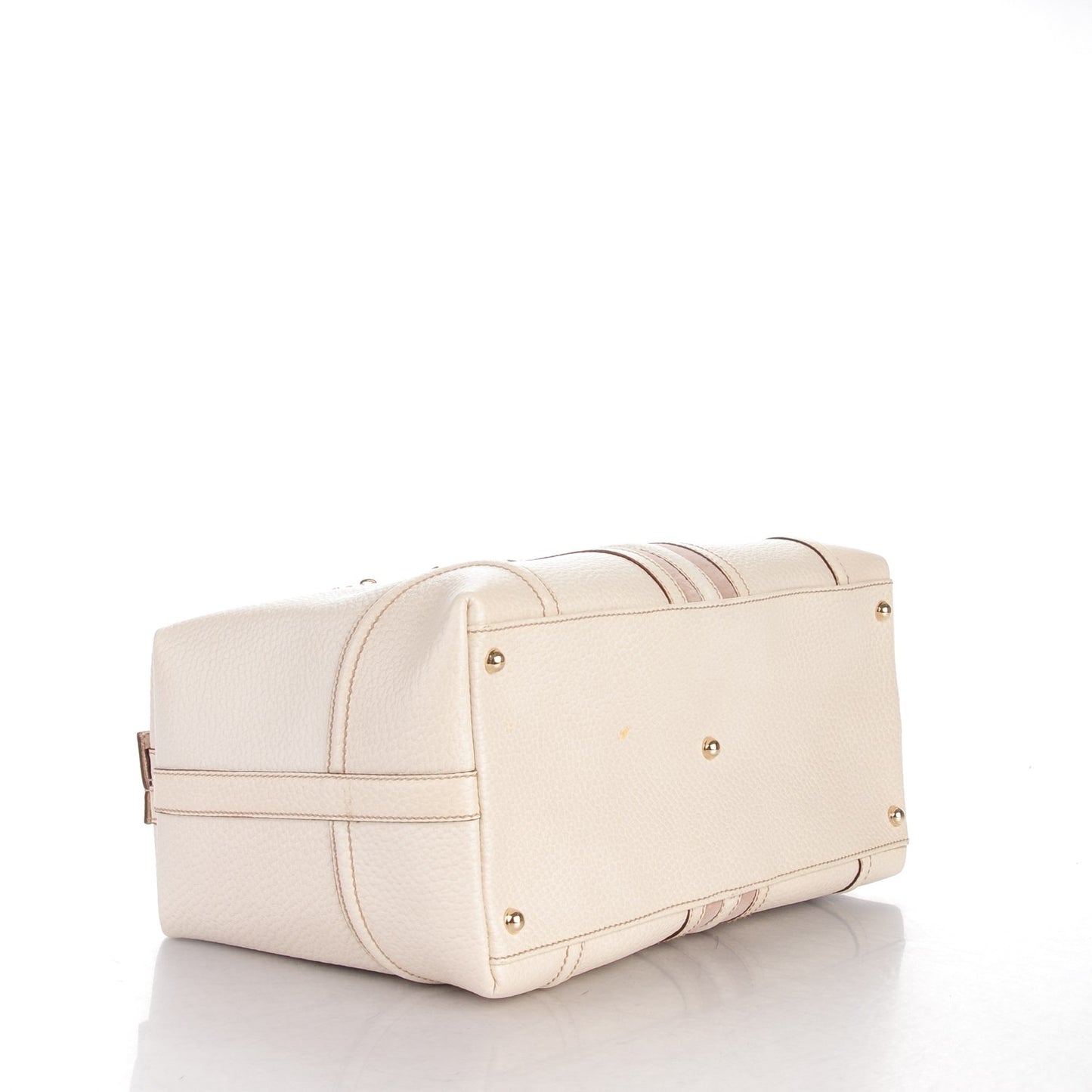 Textured Calfskin Large Treasure Boston Tote Ivory