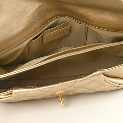 Chanel Metallic Lambskin Quilted Fold Up Again Clutch Gold 5 of 10