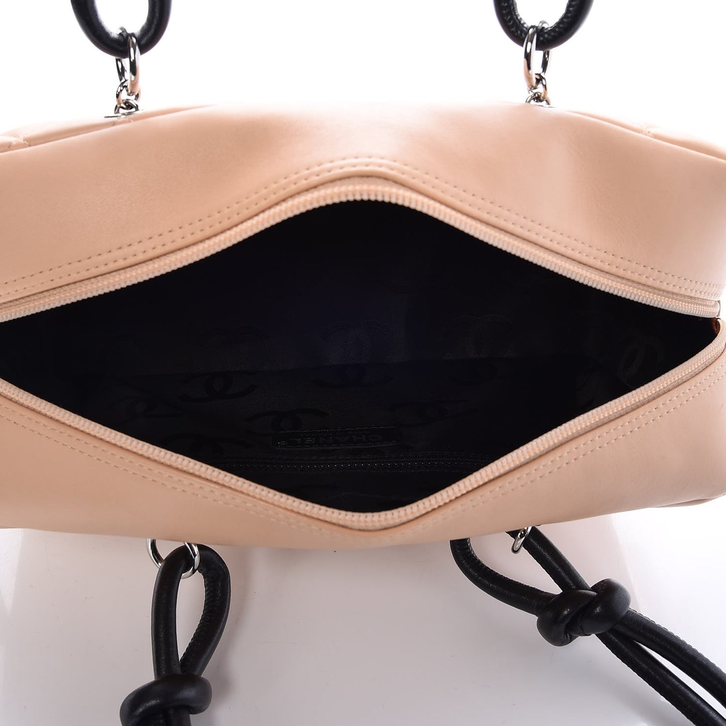 Calfskin Quilted Large Cambon Bowler Beige Black