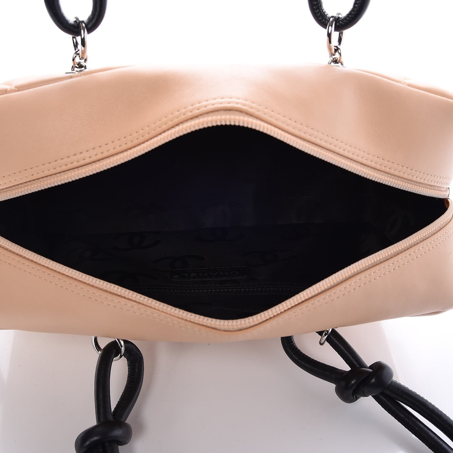 Chanel Calfskin Quilted Large Cambon Bowler Beige Black 5 of 7
