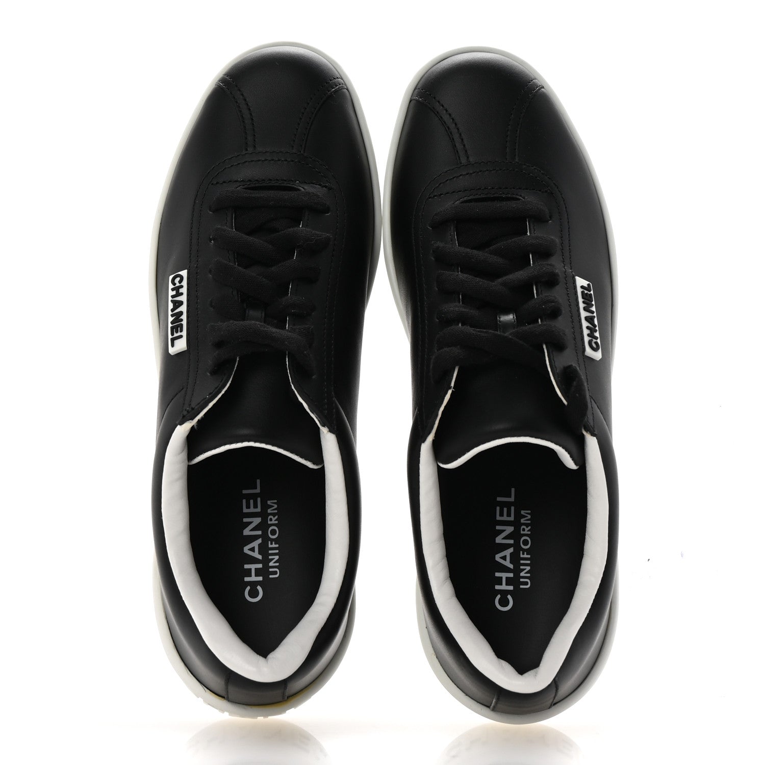 Chanel Calfskin CC Womens Sneakers 37.5 Black 2 of 9