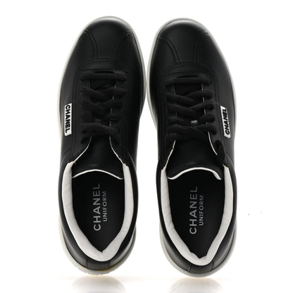 Chanel Calfskin CC Womens Sneakers 37.5 Black 2 of 9
