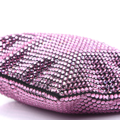 Prada Satin Crystal Metal Triangle Logo Chain Crossbody Handbag Rosa 7 of 8