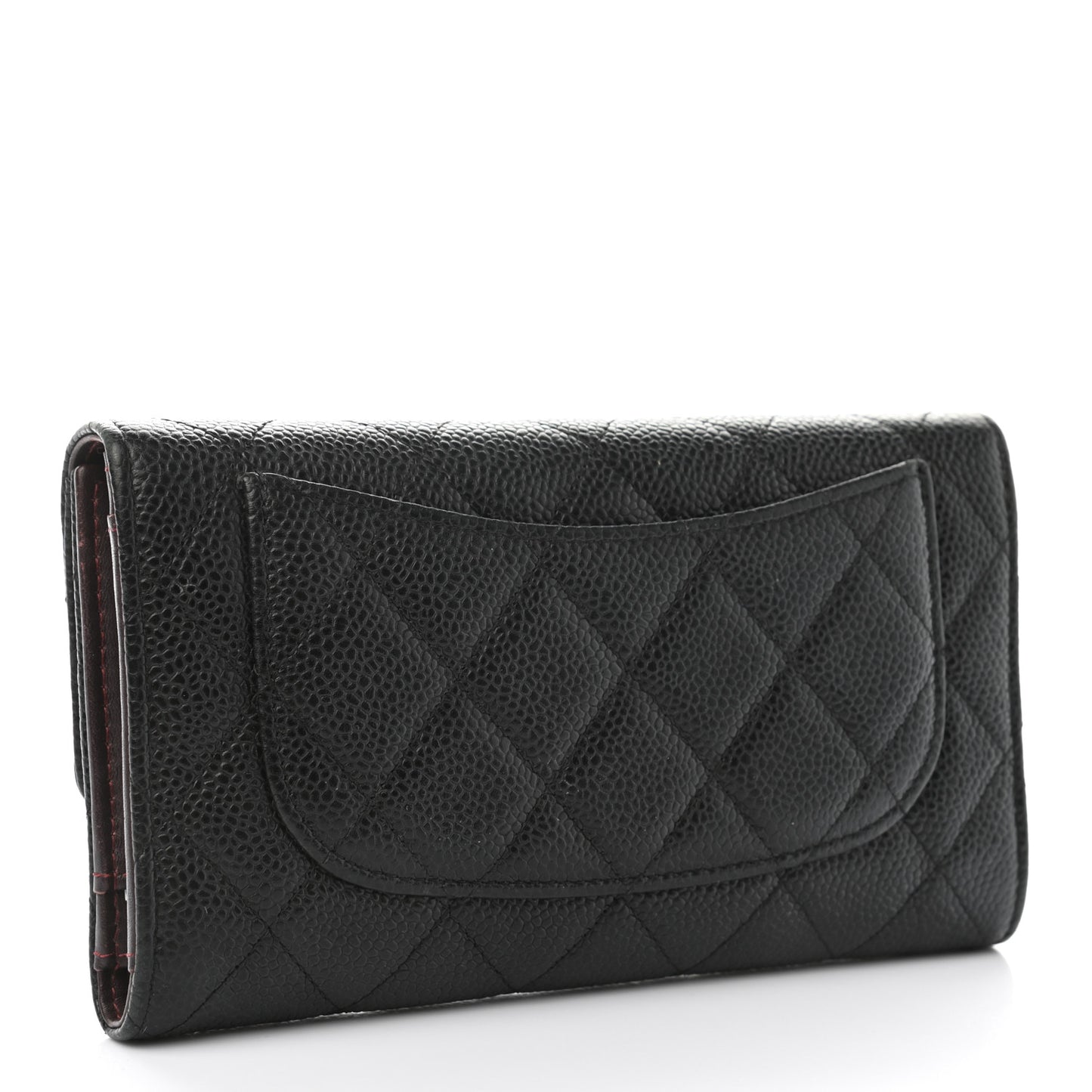 Caviar Quilted Large Flap Wallet Black