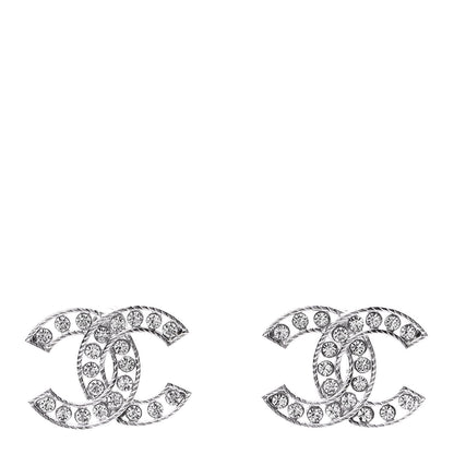 Chanel Crystal CC Earrings Silver 1 of 4