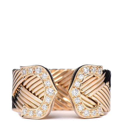 Cartier 18K Yellow Gold Diamond C De Ring 51 5.75 1 of 6