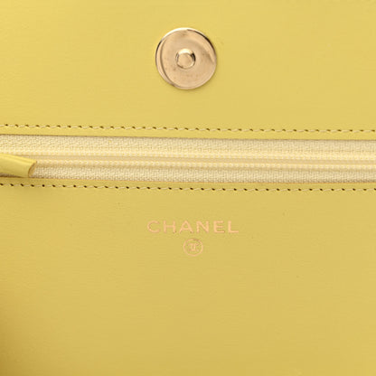 Chanel Caviar Chevron Quilted Boy Wallet On Chain WOC Yellow 6 of 12