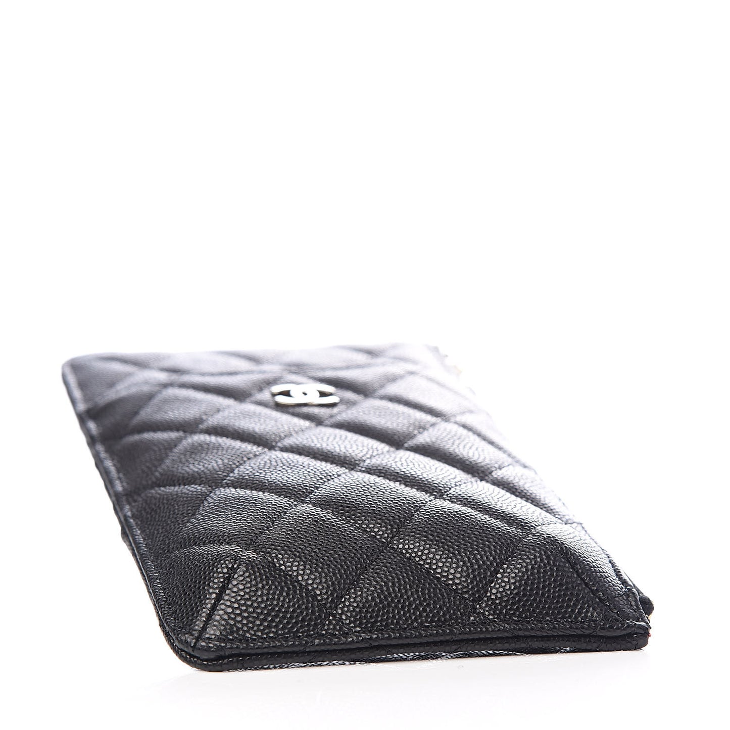 Caviar Quilted Classic Flat Wallet Pouch Black