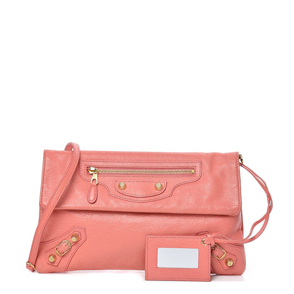 Balenciaga Agneau Giant 12 Gold Hardware Envelope Strap Clutch Rose Azalee 1 of 18