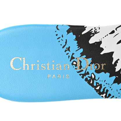 Christian Dior Canvas D-Jungle Pop Embroidered Dway Flat Slide Sandals 35.5 Bright Blue Pink Multicolor 7 of 8
