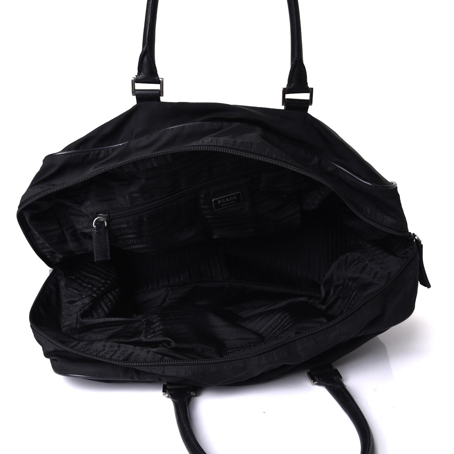 Prada Tessuto Nylon Saffiano Duffle Black 4 of 7
